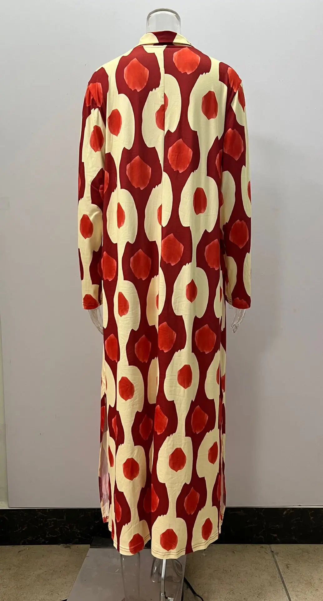 Bohemian Casual Print V-neck Long Dress Spring Autumn Vintage Mosaic Print Maxi Dress Loose Long Sleeve Holiday Dresses Vestido