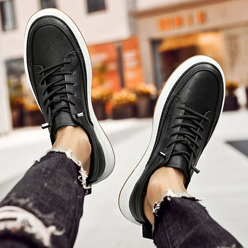 Italian Brand Men's  Genuine Leather Shoes Comfortable Soft Sole Insole 6 Centimeters Men's Casual Oxford Shoes Outdoor Sneakers