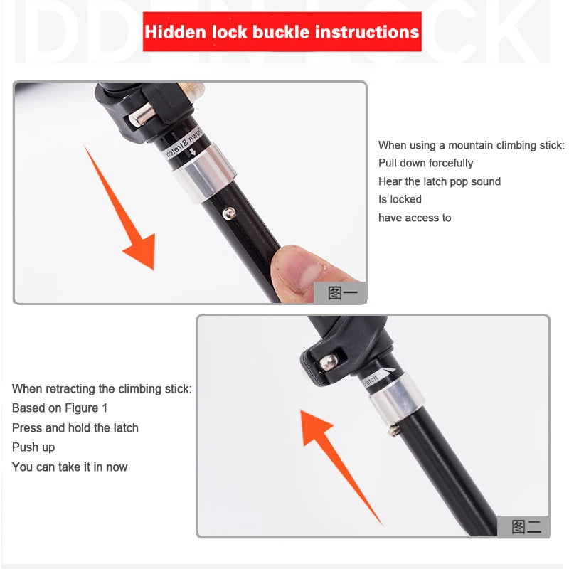 LIGHTEN UP 2Pcs Carbon Fiber/Aluminum Alloy Trekking Poles Collapsible Telescopic Sticks Lightweight Walking Hiking Stick Climb
