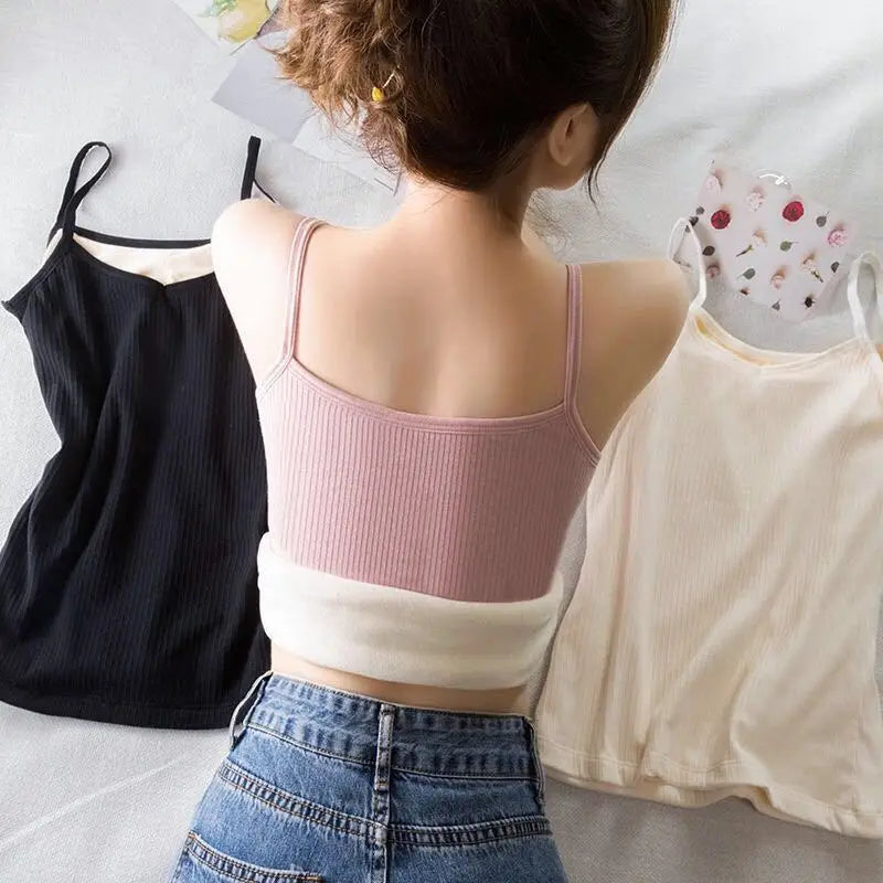 Women Sleeveless Top Thin Velvet Corset Top Winter Warm Fleece Tank Tops Breathable Solid Loose Comfortable Woman T-shirt Female