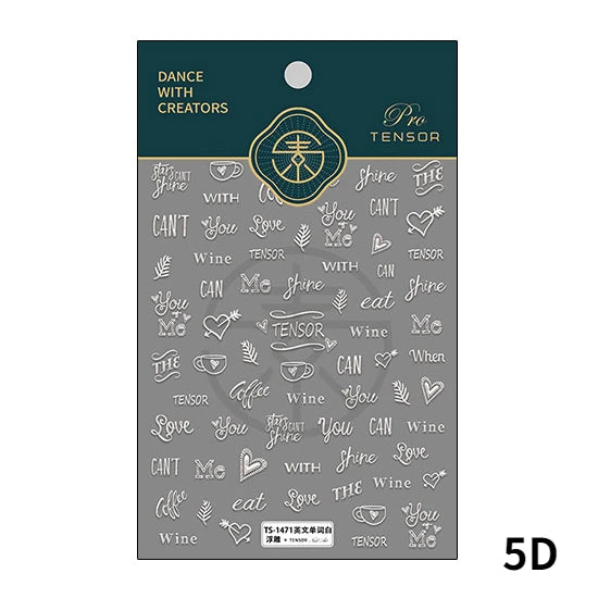 Colored Doodle Violin Music Note Design 5D Embossed Reliefs Nail Art Stickers Cute 3D Self Adhesive Manicure Decals Wholesale