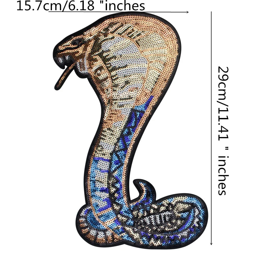 2pieces  Snake Patches for Clothing Sew on Jacket Embroidery Applique