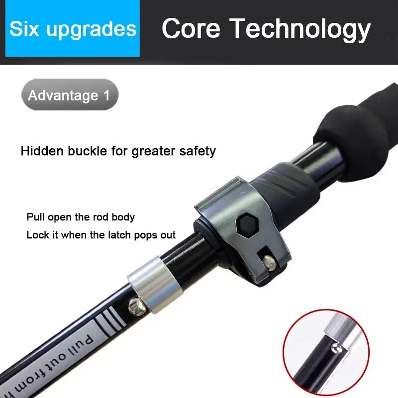 LIGHTEN UP 2Pcs Carbon Fiber/Aluminum Alloy Trekking Poles Collapsible Telescopic Sticks Lightweight Walking Hiking Stick Climb