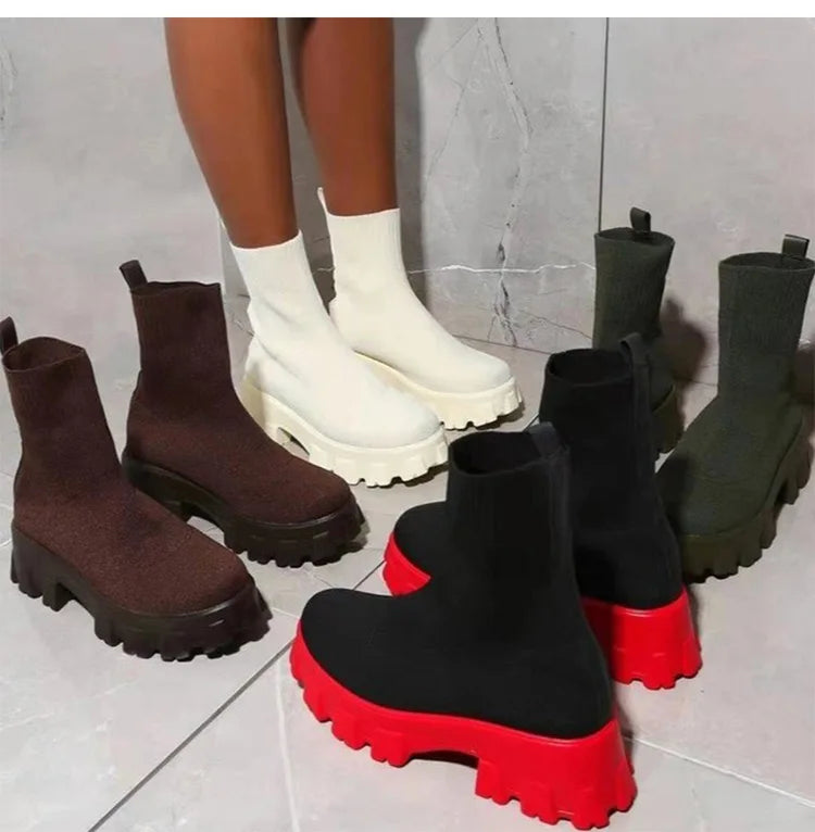 Women Shoes White Sock Chunky Sneakers Women Fashion Sport Sneaker With Heels Casual Platform Sports Shoes Woman Tennis For Lady