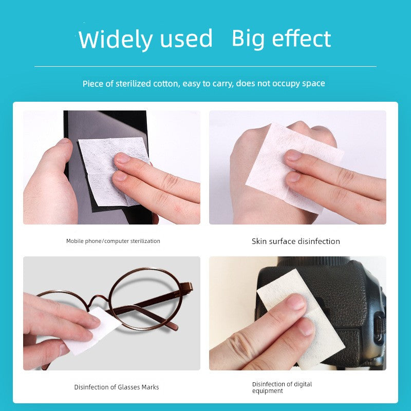 75% Concentration Disposable Alcohol Pad Large Portable Ear Studs Mobile Phone Disinfection Cotton Sheets Wipes Tableware Bowl Chopsticks Sterilization