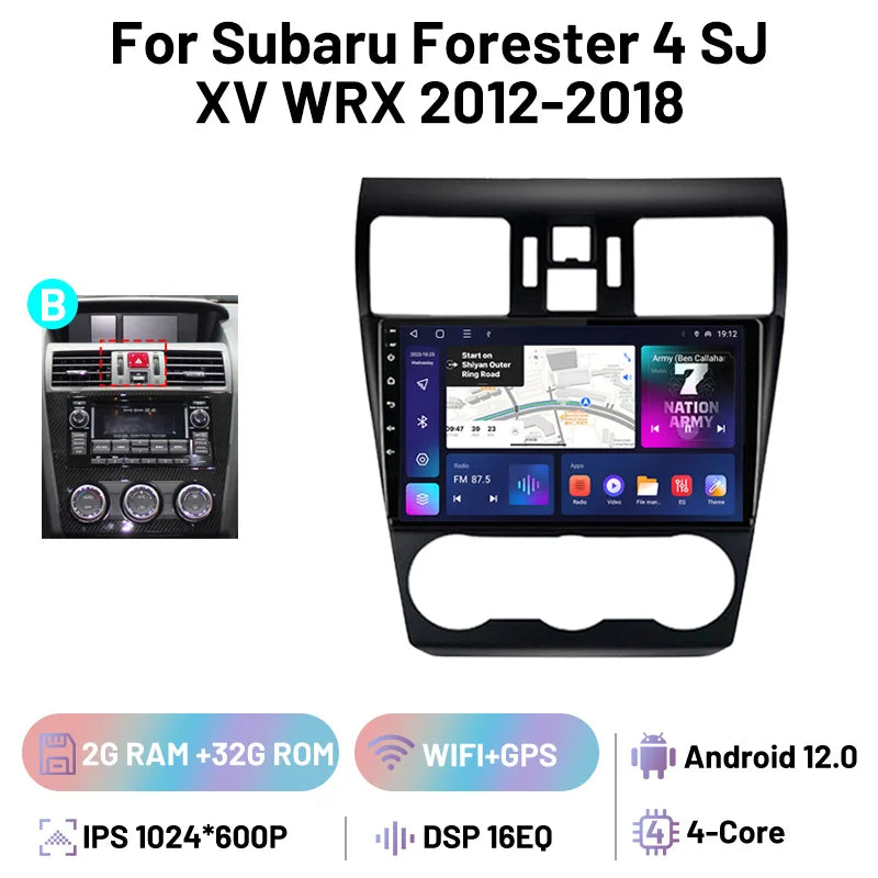 Car Stereo Carplay Android Auto Wireless 8 Core For Subaru Forester 4 SJ XV WRX 2012-2018 Audio DSP FM AM Multimedia Player Auto