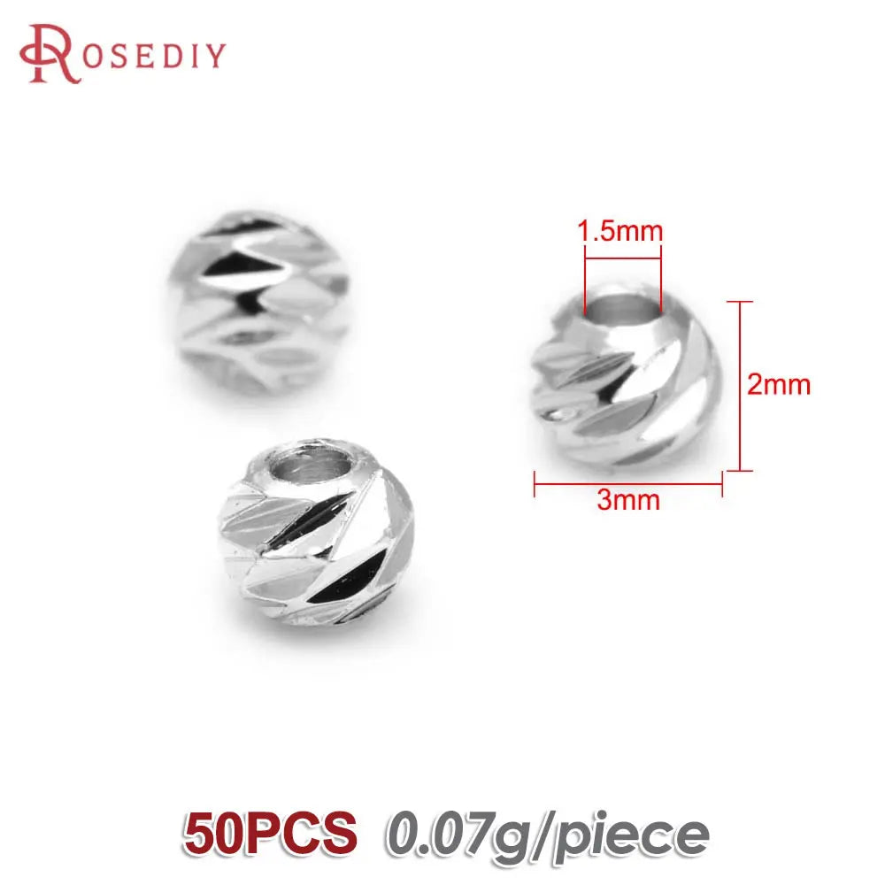 2.5MM 3MM 4MM 5MM 6MM 8MM Brass Faceted Round Ball Necklaces Bracelets Spacer Beads Jewelry Making Supplies Findings Accessories