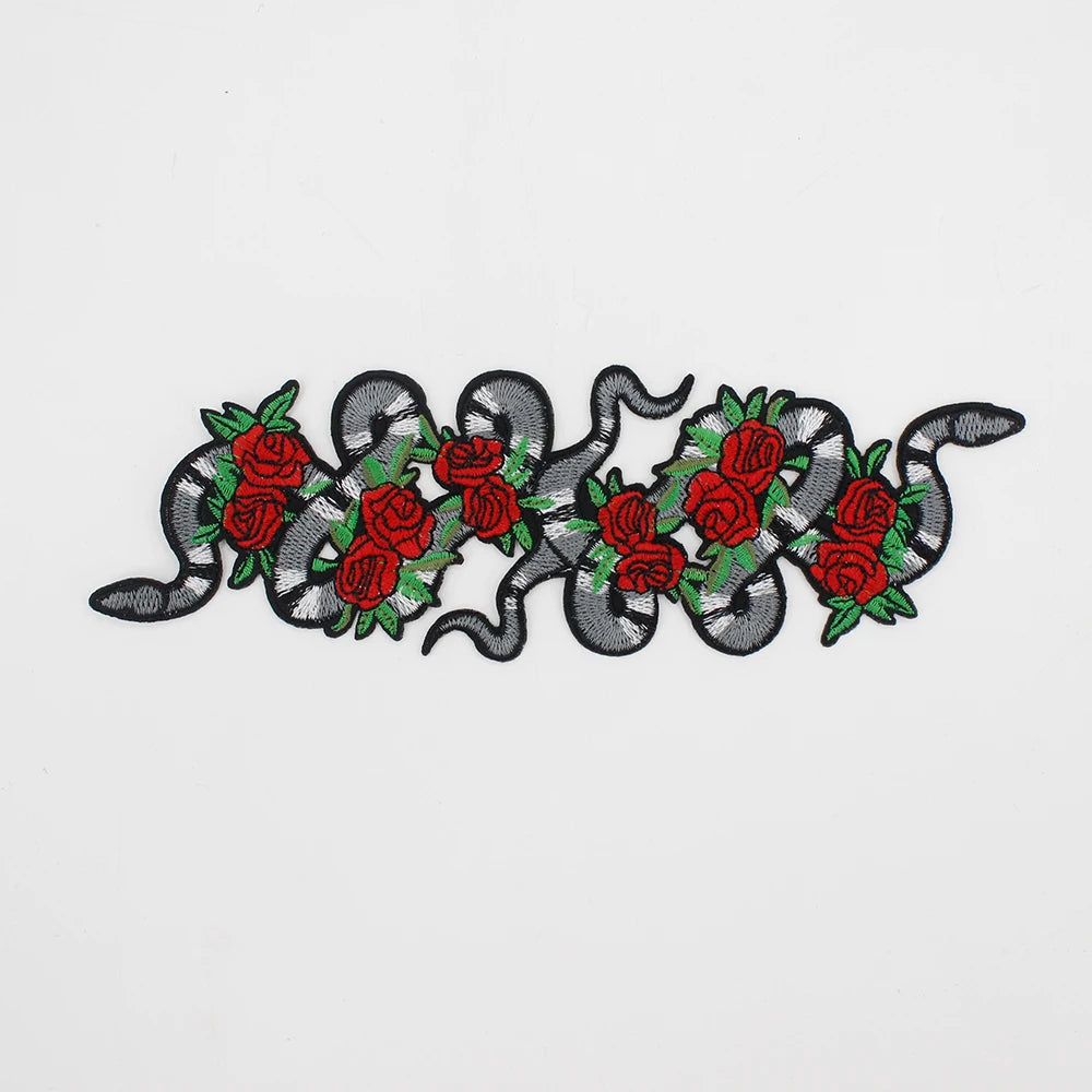 2pieces  Snake Patches for Clothing Sew on Jacket Embroidery Applique