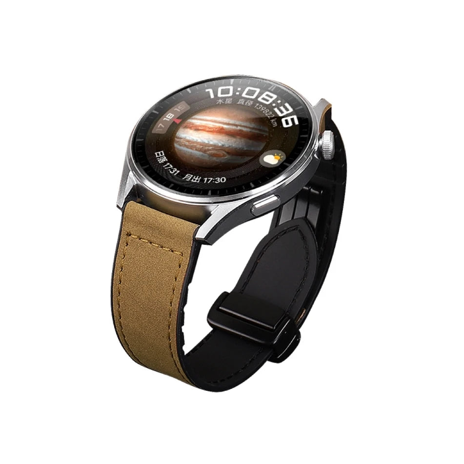 Magnetic leather watch strap, compatible with Huawei/Xiaomi/Samsung, Galaxy Watch 3 45/46mm, women's and men's 22mm watch straps