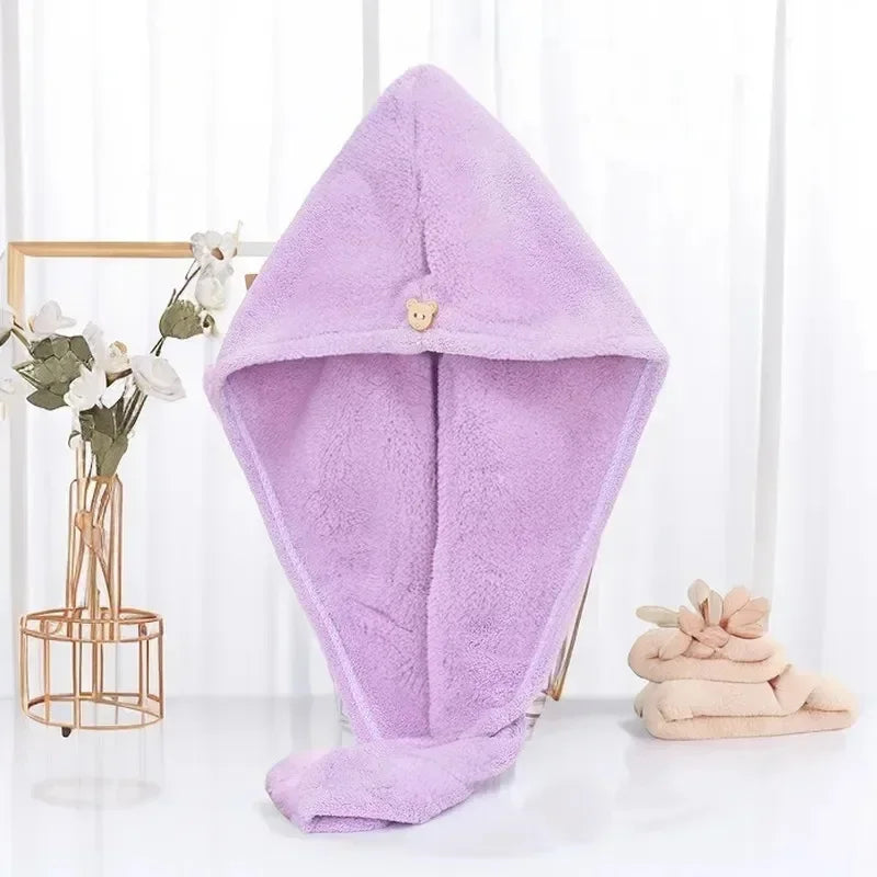 1PC Hair Drying Hat Quick-dry Microfiber Hair Towel Cap Hat Women Bath Hat Solid Towel Cap Super Absorption Turban Hair Dry Cap