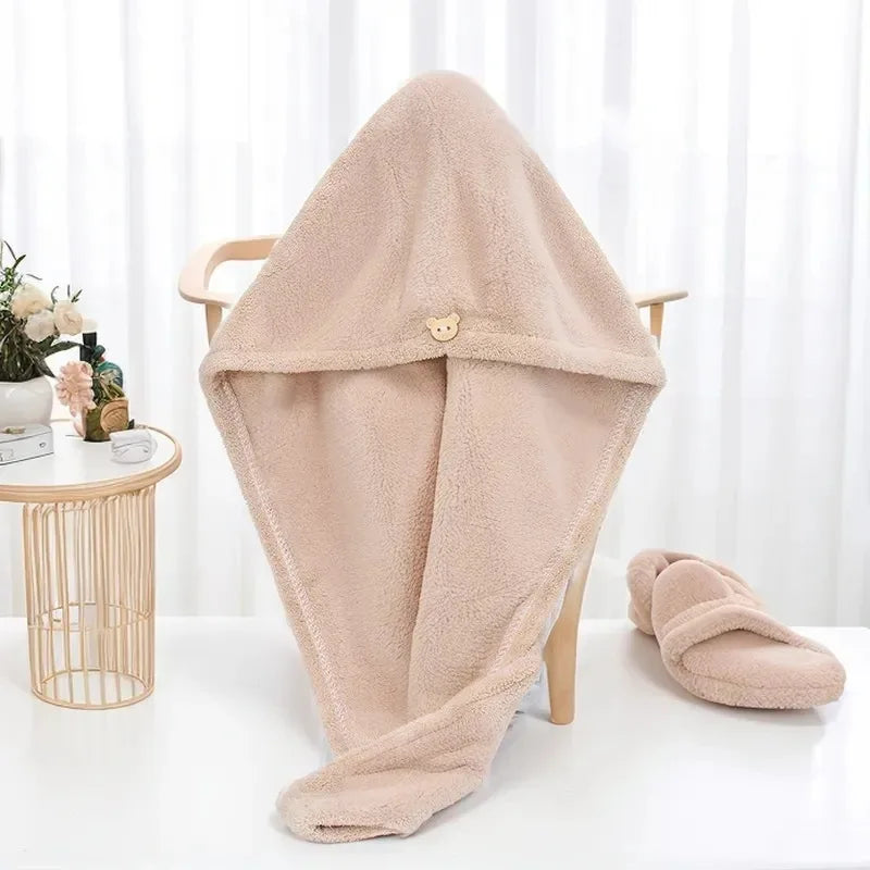 1PC Hair Drying Hat Quick-dry Microfiber Hair Towel Cap Hat Women Bath Hat Solid Towel Cap Super Absorption Turban Hair Dry Cap