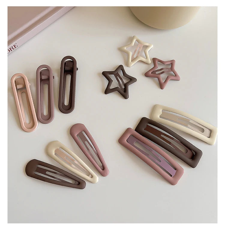 3/6 Pcs/Set Women Girls Fashion Coffee Color Geometric Stars Ornament Hair Clips Adult Sweet Hairpins Female Hair Accessories
