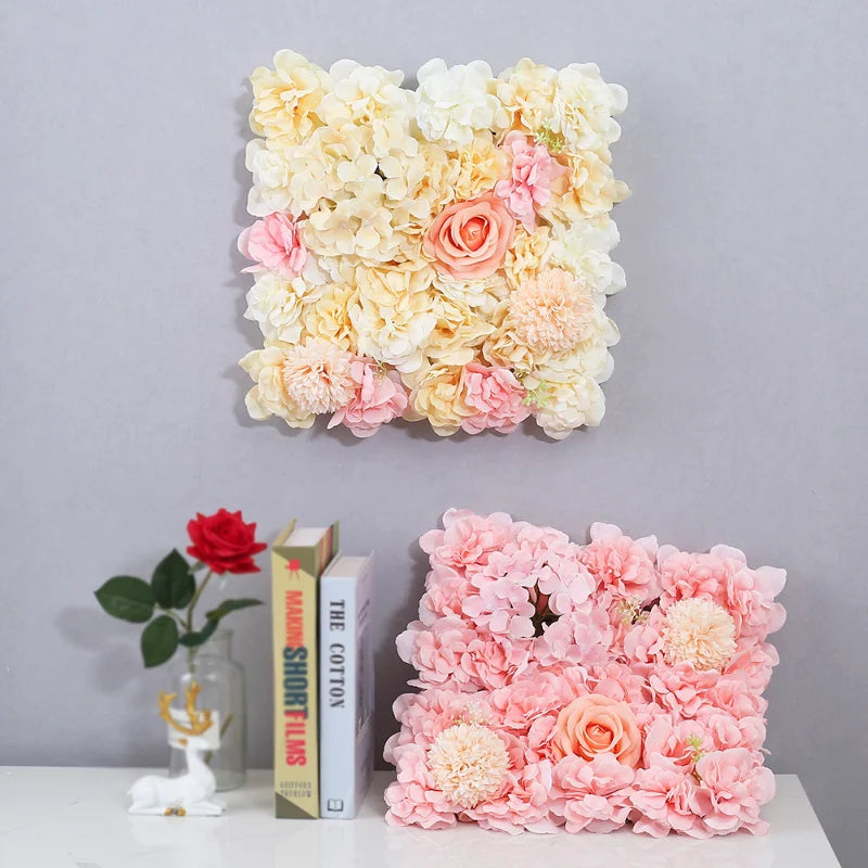 Artificial Rose Flower Wall Panels with Hydrangea Peony for Baby Shower Background Home Party Activities Or Wedding Decoration