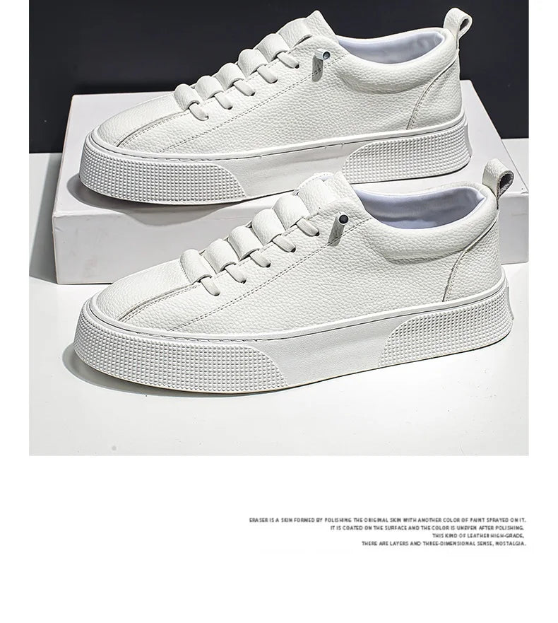 2025 New Mens Casual Shoes Quality PU Leather Shoes For Men Lace-up Breathable Fashion Lofer Autumn Flats Male White Shoes