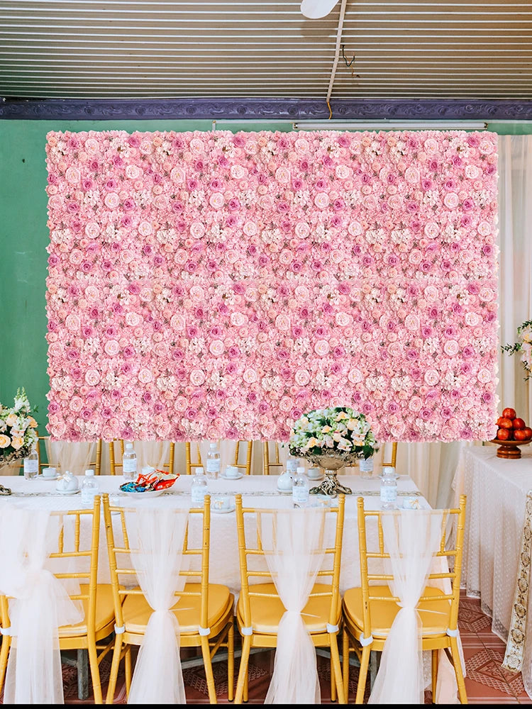 Artificial Rose Flower Wall Panels with Hydrangea Peony for Baby Shower Background Home Party Activities Or Wedding Decoration
