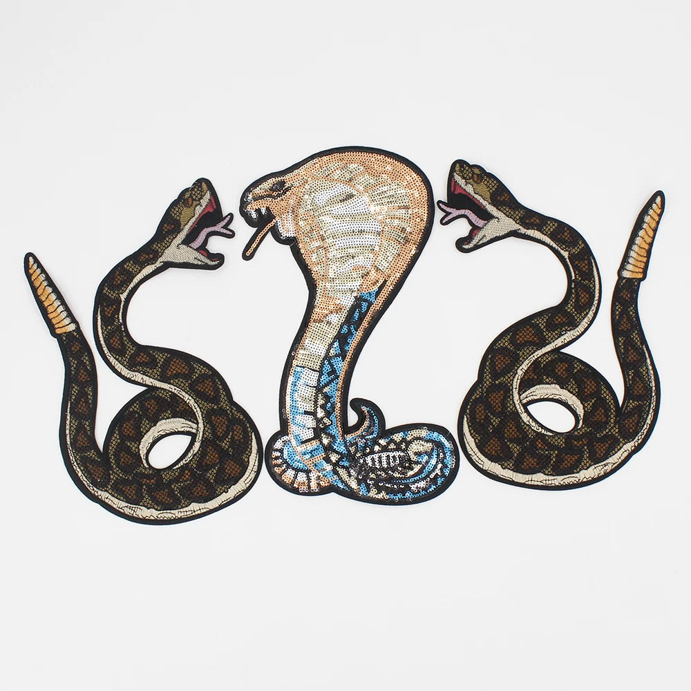 2pieces  Snake Patches for Clothing Sew on Jacket Embroidery Applique