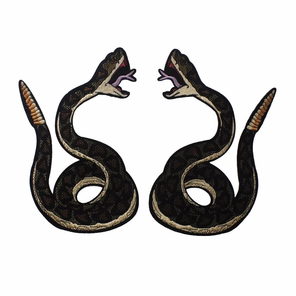 2pieces  Snake Patches for Clothing Sew on Jacket Embroidery Applique