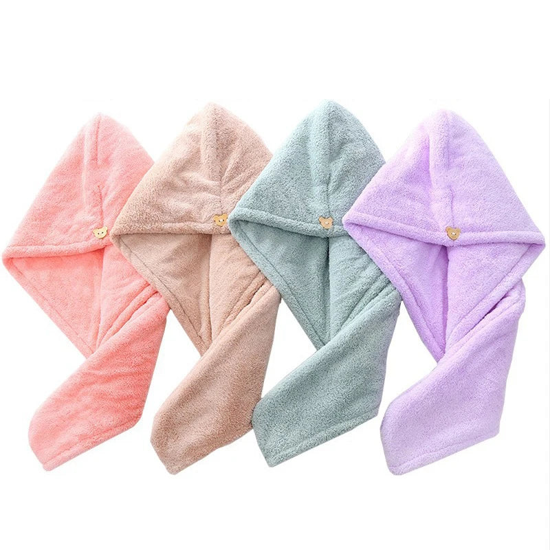 1PC Hair Drying Hat Quick-dry Microfiber Hair Towel Cap Hat Women Bath Hat Solid Towel Cap Super Absorption Turban Hair Dry Cap