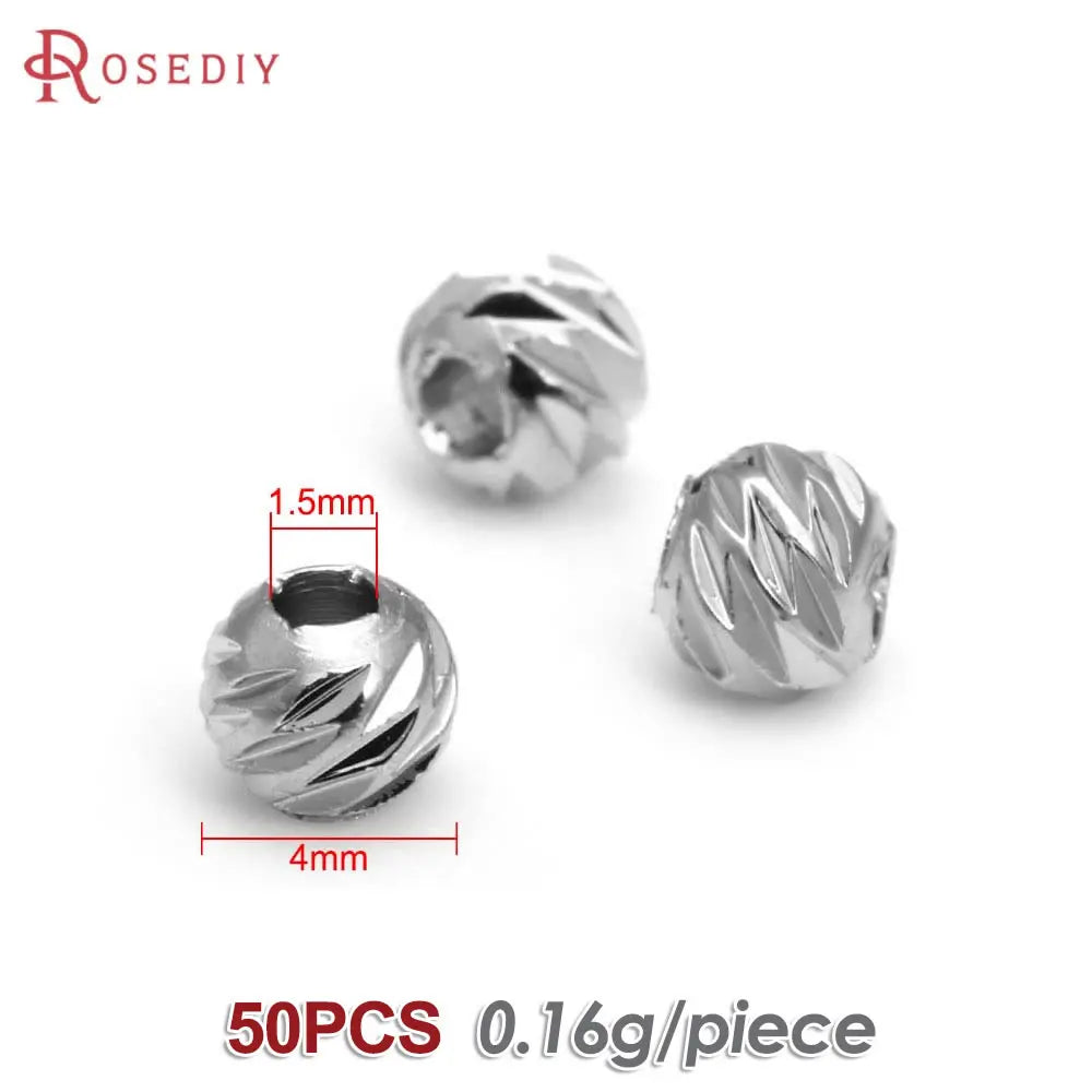 2.5MM 3MM 4MM 5MM 6MM 8MM Brass Faceted Round Ball Necklaces Bracelets Spacer Beads Jewelry Making Supplies Findings Accessories
