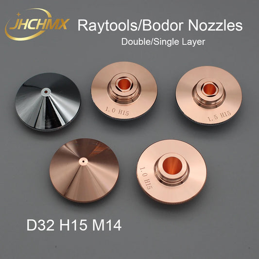 JHCHMX Fiber Laser Nozzles Single/Double Layer Dia.32 M14 0.8-5.0mm For Raytools Fiber Laser Head Bodor Glorystar Laser Machine