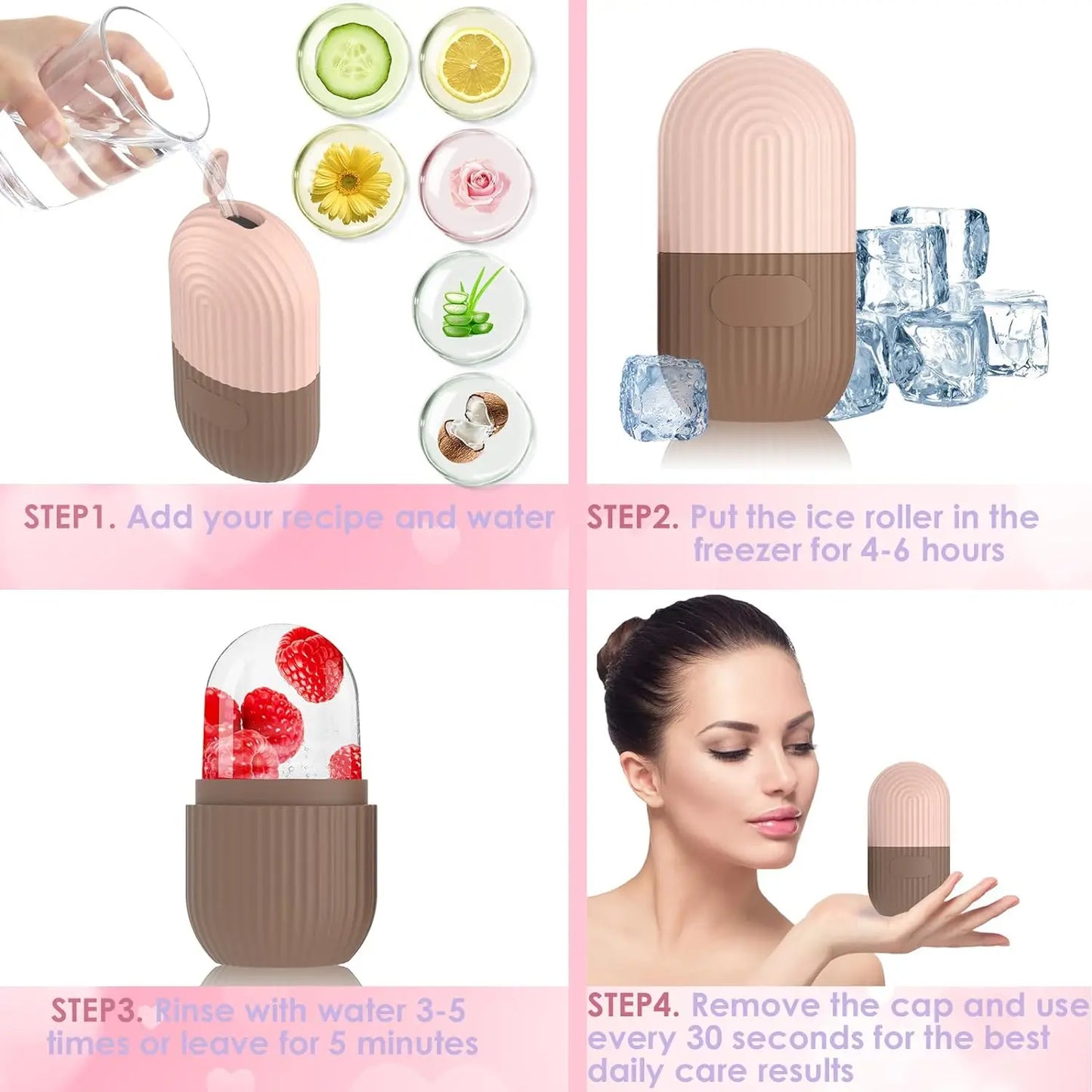 Ice Cube Roller Massager for Face Eyes Naturally Conditioning and Skin Care De-Puff Eye Bags Reusable Massage Silicone Ice Mold