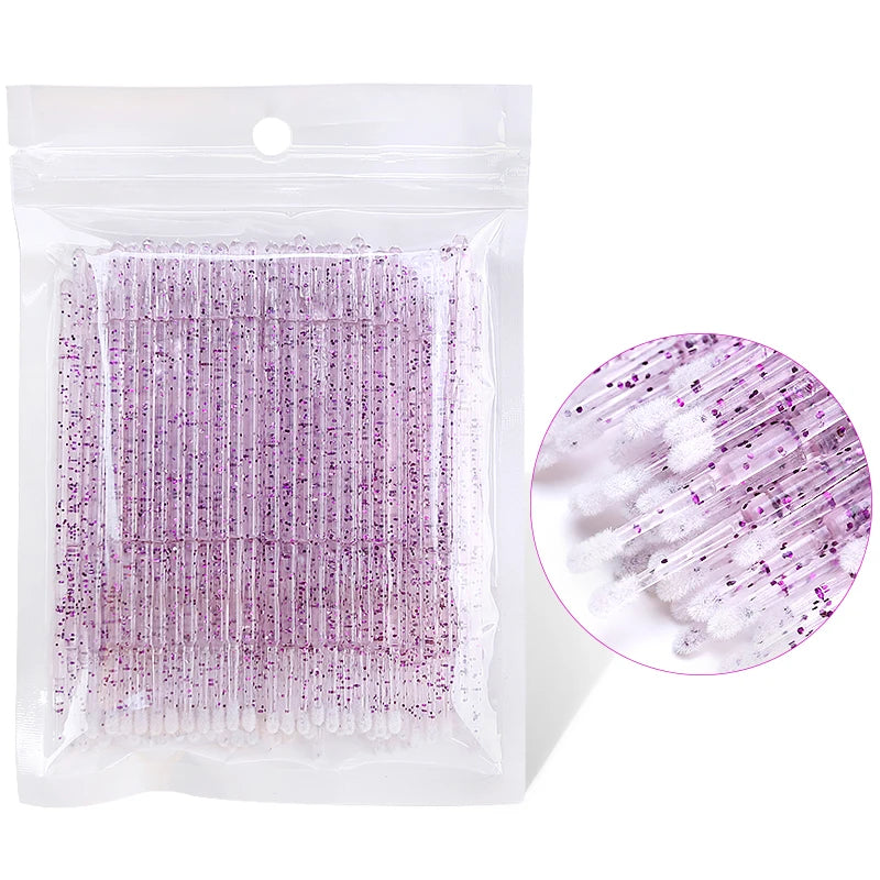 200Pcs Crystal Disposable Micro Brush Individual Lash Removing Swab Mascara Wands Applicator Makeup Tools For Eyelash Extension