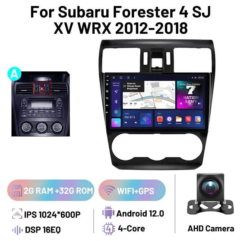 Car Stereo Carplay Android Auto Wireless 8 Core For Subaru Forester 4 SJ XV WRX 2012-2018 Audio DSP FM AM Multimedia Player Auto