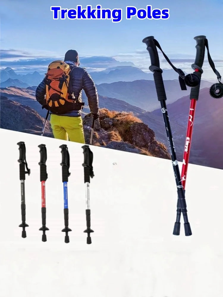 Trekking Poles Shock Absorption Foldable Ultralight Hiking Pole Suitable For Outdoor Camping Mountaineering Backpacking And Trip