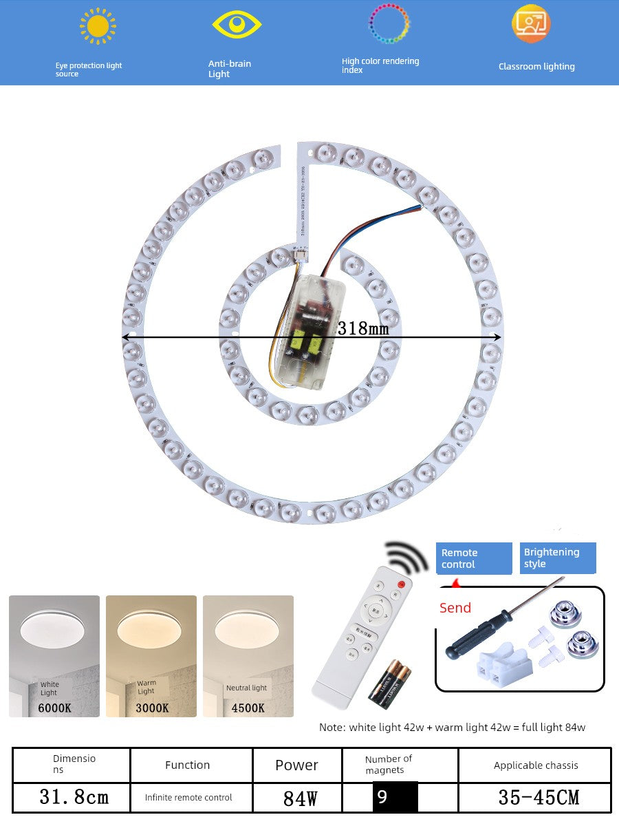 Ceiling Lamp LED Light Wick Replacement Refill Lamp Beads the Lamp Disc Lens Living Room Variable Light with Three Colors Light Bar Ceiling Fan Lights Light Source