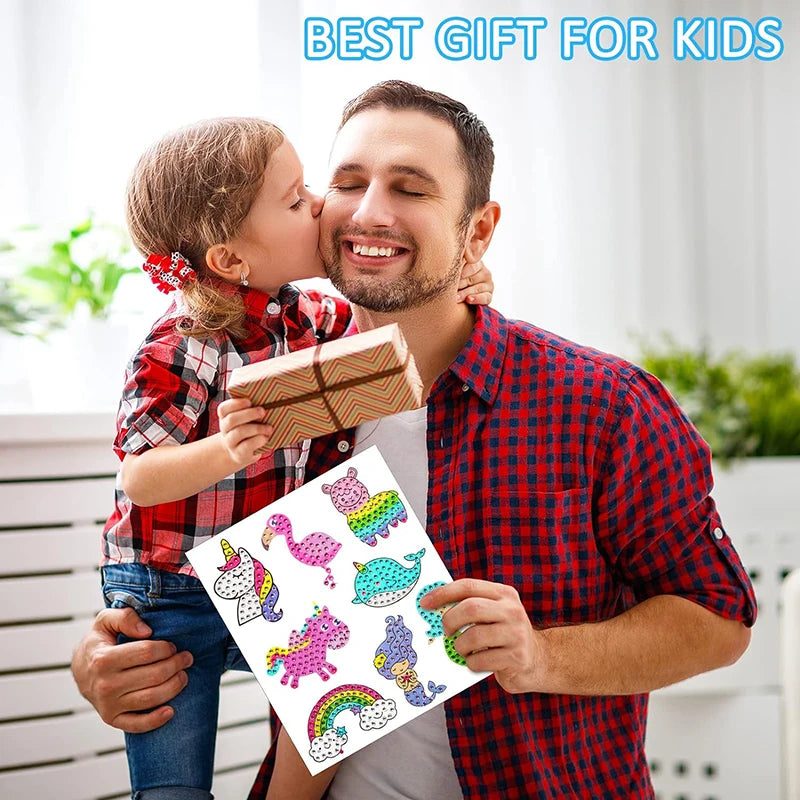 Kids Cartoon Mermaid Unicorn Big Gem Diamond Painting Kids Set Make Your Own Keychain Sticker Art Craft Kids Girls Gifts
