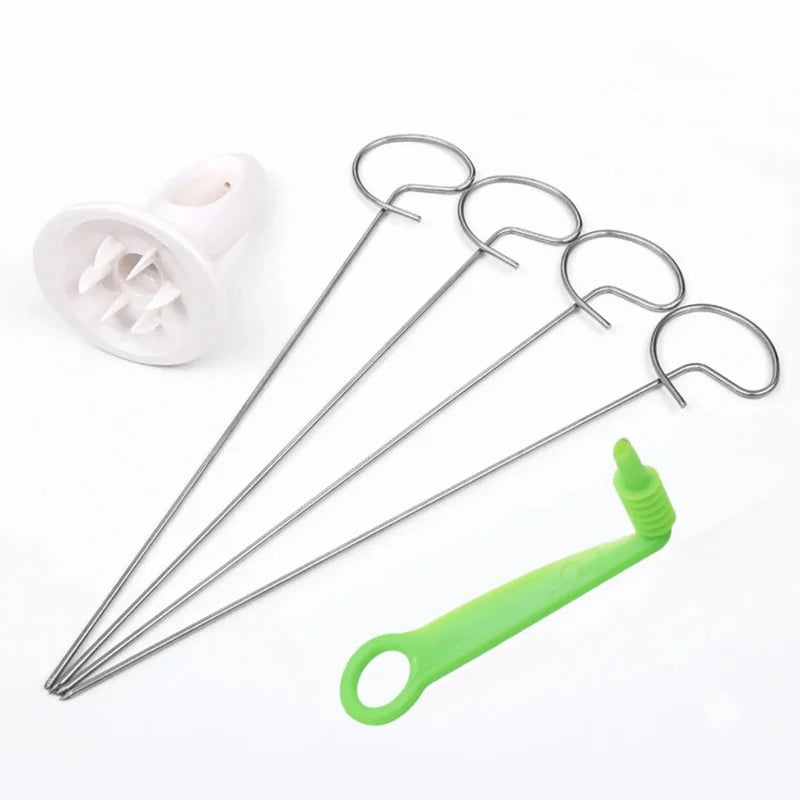 1Set Stainless Steel Twisted Potato Spiral Slice Plastic Rotate Potato Slicer Cutter Creative Vegetable Tool Kitchen Gadgets