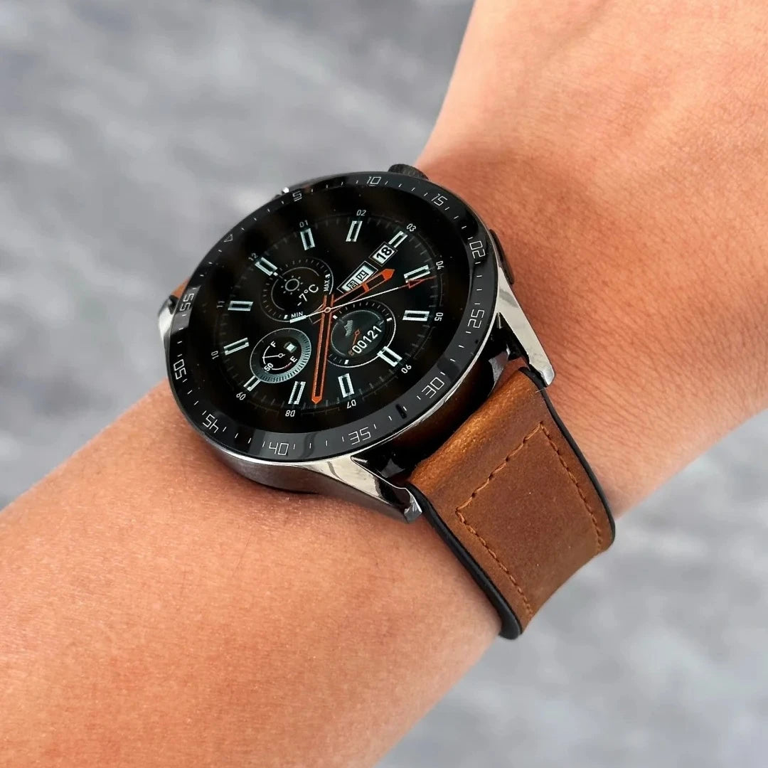 Magnetic leather watch strap, compatible with Huawei/Xiaomi/Samsung, Galaxy Watch 3 45/46mm, women's and men's 22mm watch straps