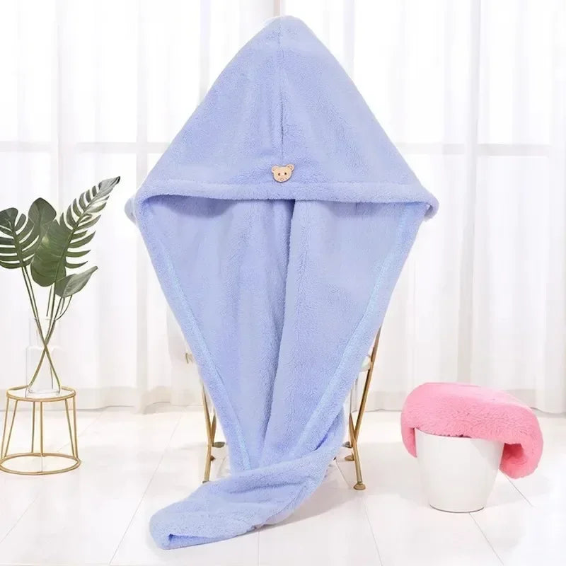 1PC Hair Drying Hat Quick-dry Microfiber Hair Towel Cap Hat Women Bath Hat Solid Towel Cap Super Absorption Turban Hair Dry Cap