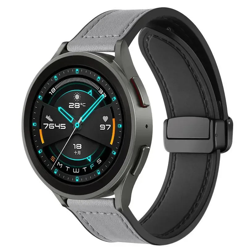 Magnetic leather watch strap, compatible with Huawei/Xiaomi/Samsung, Galaxy Watch 3 45/46mm, women's and men's 22mm watch straps