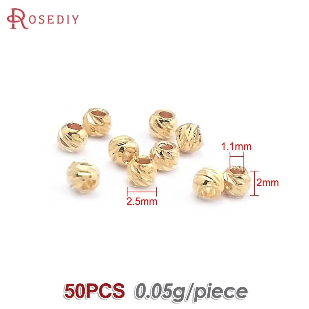 2.5MM 3MM 4MM 5MM 6MM 8MM Brass Faceted Round Ball Necklaces Bracelets Spacer Beads Jewelry Making Supplies Findings Accessories