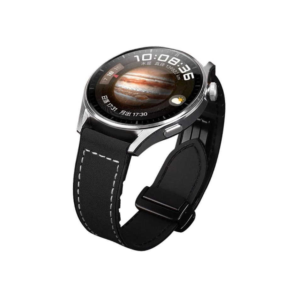 Magnetic leather watch strap, compatible with Huawei/Xiaomi/Samsung, Galaxy Watch 3 45/46mm, women's and men's 22mm watch straps