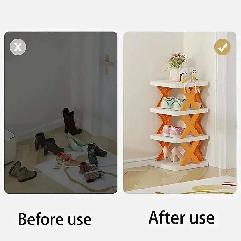 Multi-layer Space-saving Dormitory Doorway Simple Slipper Rack Foldable Plastic Storage Shoe Cabinet No-drilling Dustproof