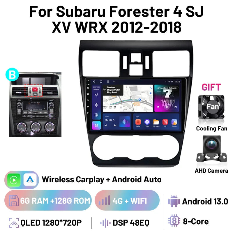 Car Stereo Carplay Android Auto Wireless 8 Core For Subaru Forester 4 SJ XV WRX 2012-2018 Audio DSP FM AM Multimedia Player Auto