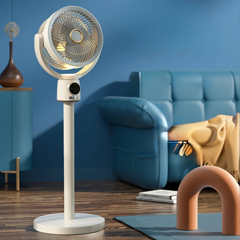 Electric Stand Floor fan Night Light Adjustable Height Remote Control Air Circulation Fan USB Portable Stand Fan Bedroom Home