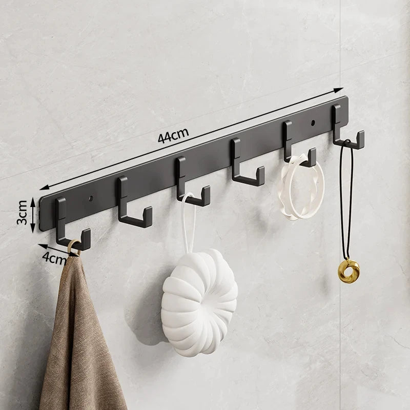 Space Aluminum Black Hook Bathroom Towel Hook Living Room Door Back Clothes Hook Simple Black Storage Hook To Save Space