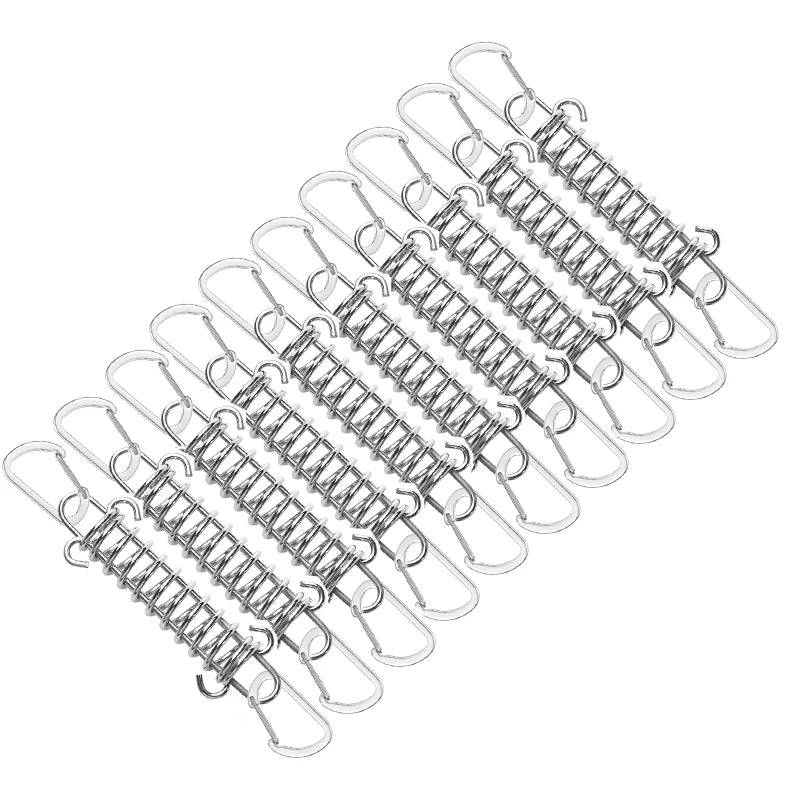 5/10Pcs/set Steel Tent Wind Rope Spring Buckle Tent Tensioner Camping Deck Pegs with Carabiner Clips Awning Tightener Fixed Hook