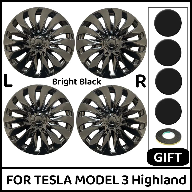 4PCS 18-Inch HubCap for New Tesla Model 3 Highland 2025 Performance Replacement Wheel Cap Automobile Full Rim Cover Accessories