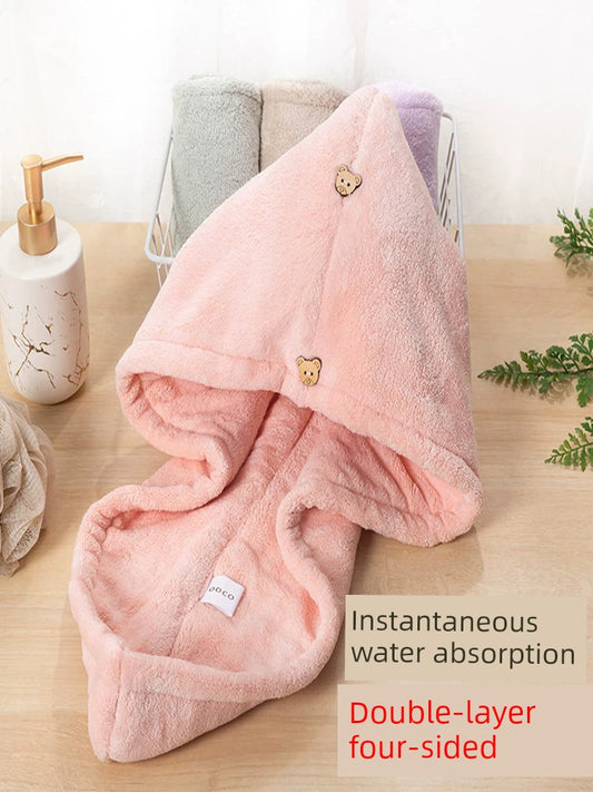 Student Bath Towel Double Layer Thickened Quick Hair Dry Cap
