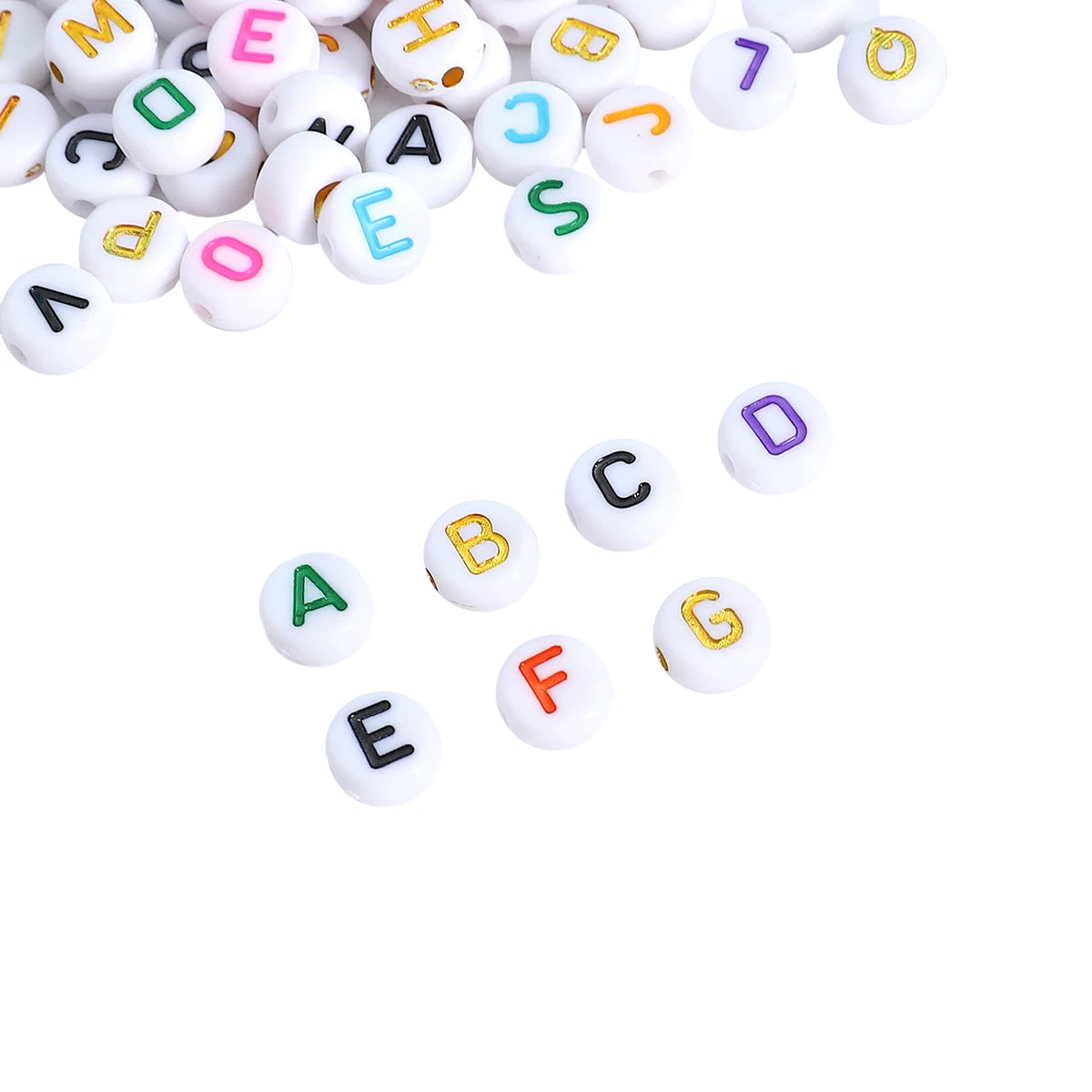 About270Pcs4x7mm Acrylic A- Z English Letter&Red Heart Flat Bead Material Pack Handmade DIY Making Jewelry Bracelet Accessories