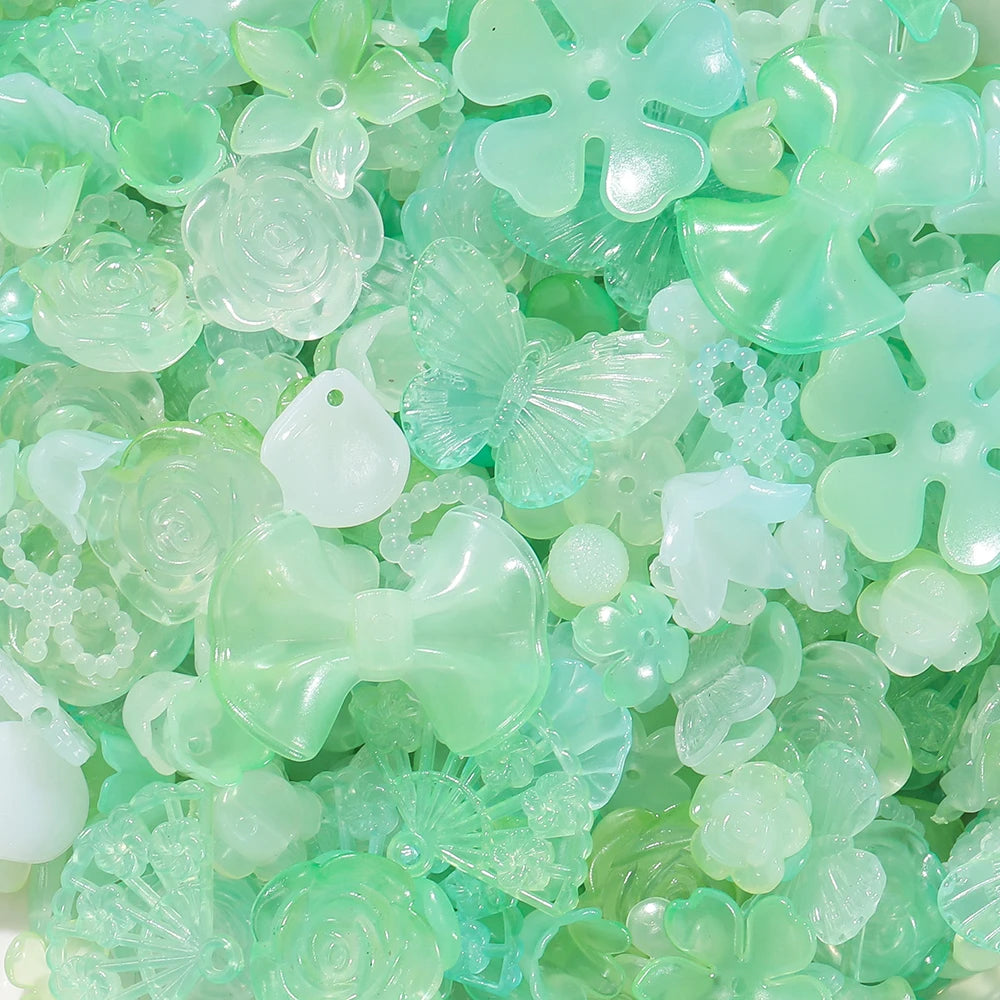 30g Colorful Pearlescent Mixed Butterfly Fan Acrylic Bead Spacer Loose Bead for DIY Necklace Bracelet Jewelry Making Accessories