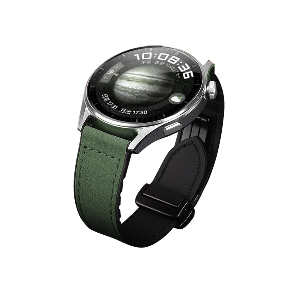 Magnetic leather watch strap, compatible with Huawei/Xiaomi/Samsung, Galaxy Watch 3 45/46mm, women's and men's 22mm watch straps