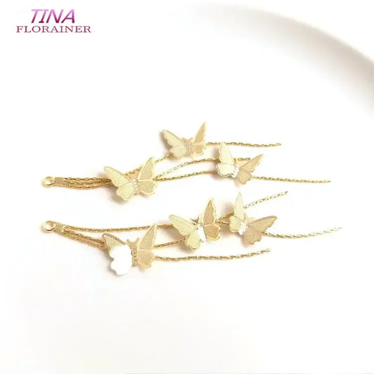 80MM 14K Gold Color Plated Butterfly Tassel Earrings Charms Pendants High Quality Diy Jewelry Accessories