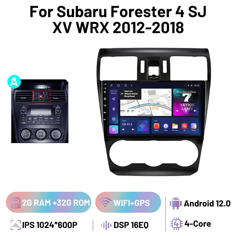 Car Stereo Carplay Android Auto Wireless 8 Core For Subaru Forester 4 SJ XV WRX 2012-2018 Audio DSP FM AM Multimedia Player Auto