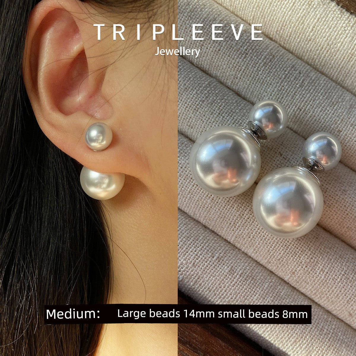 Homemade Cold White Bulb! One Style for Triple-Wear Cold Light Australian White S999 Silver Pearl Earrings Size Beads Front and Rear Wear