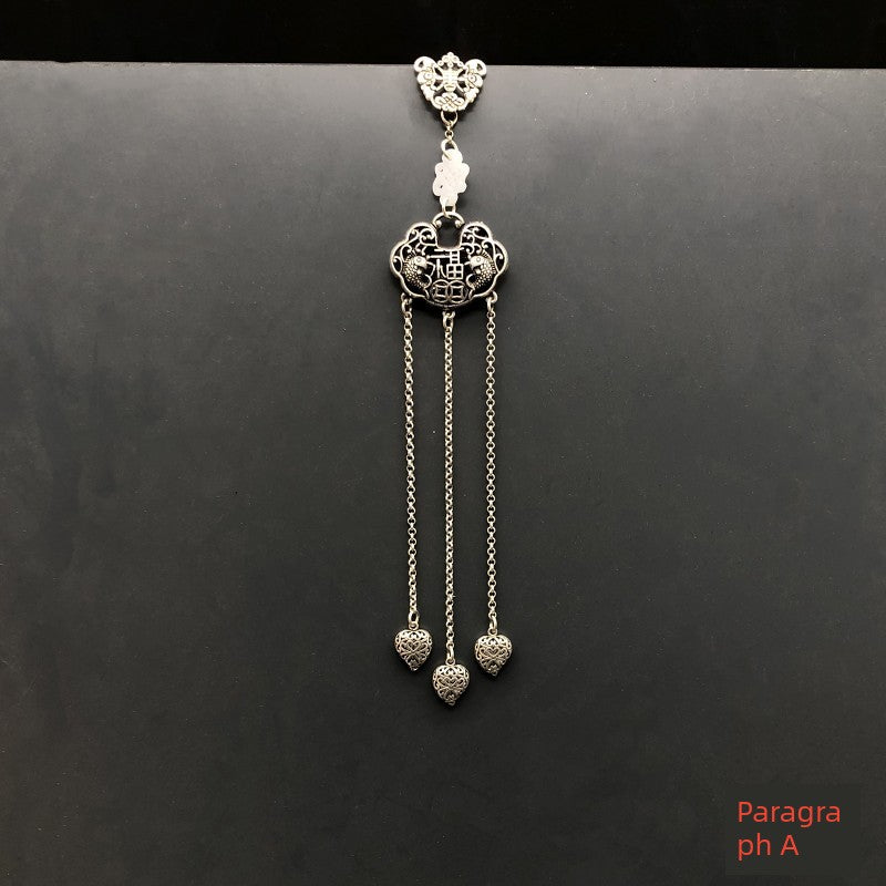 Silver Brooch pendent long